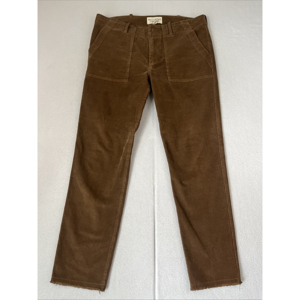 Nili Lotan Brown Cropped Corduroy Utility Pants Womens 6 NL Issue 2609988